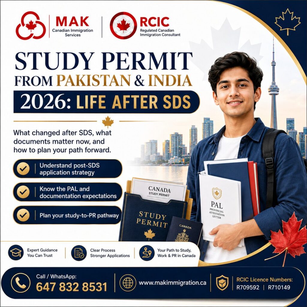 Canada study permit from Pakistan after SDS in 2026, explained by MAK Immigration