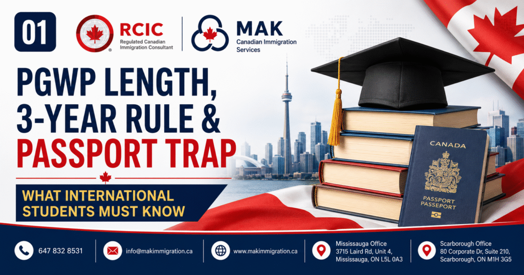 Canada PGWP length rules 2026, the 3 year rule and the passport trap, explained by MAK Canadian Immigration Services