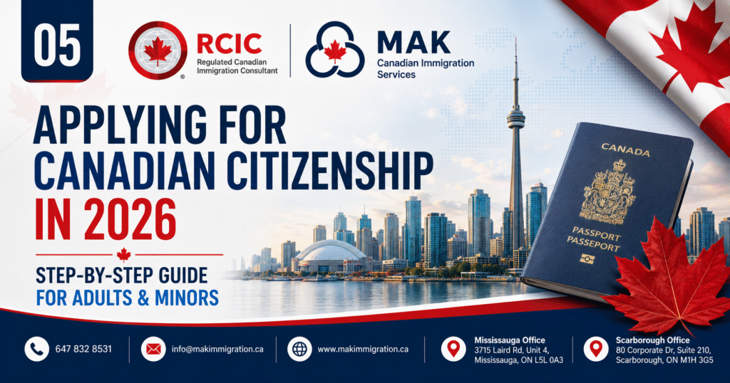 Applying for Canadian citizenship in 2026, fees, the test and filing, explained by MAK Canadian Immigration Services
